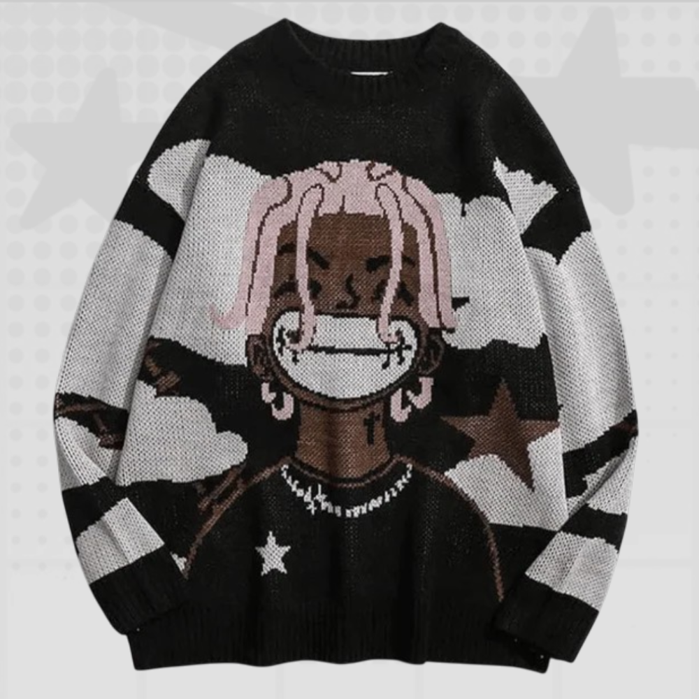 Printed Y2K Knit Sweater
