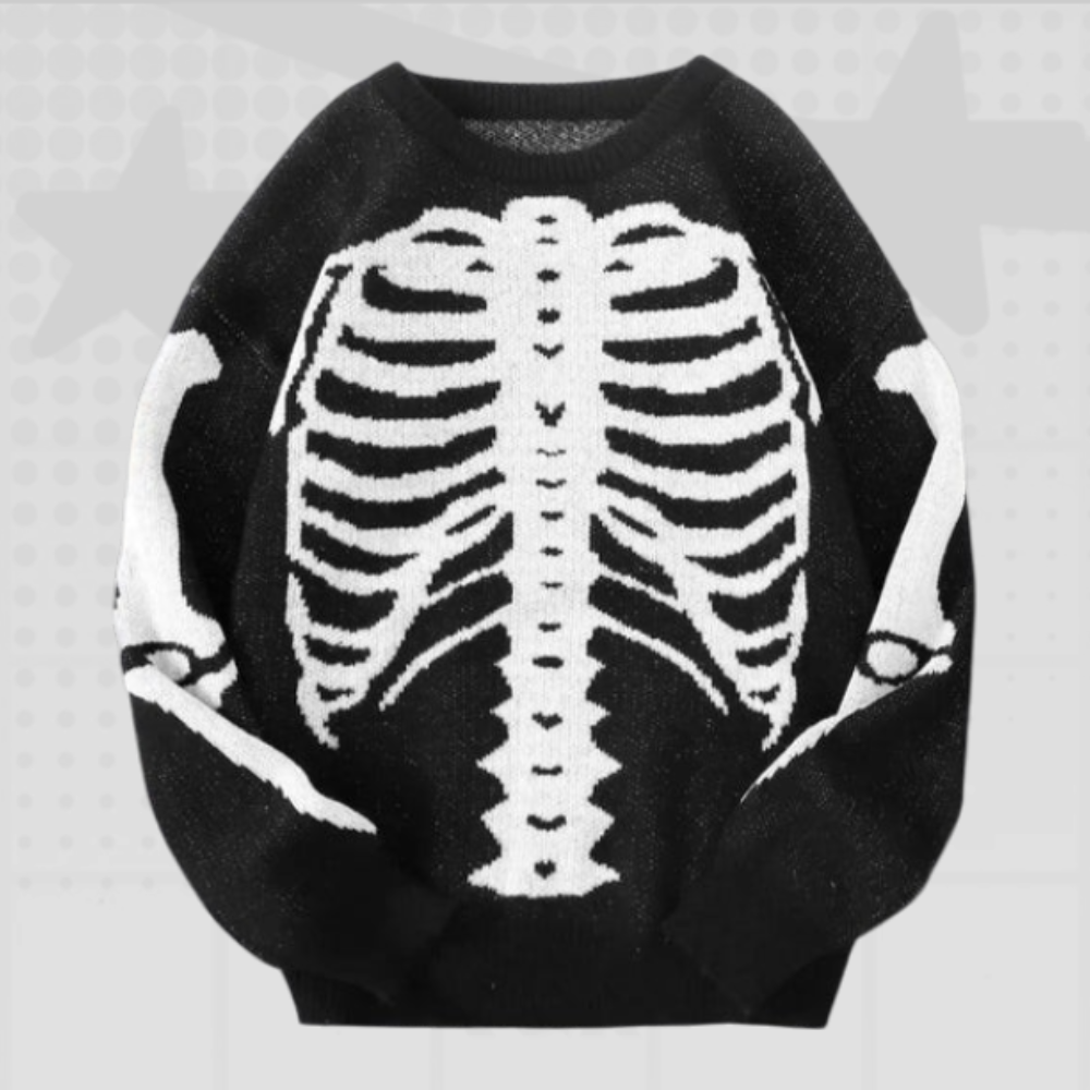 Oversized Y2K Skeleton Sweater