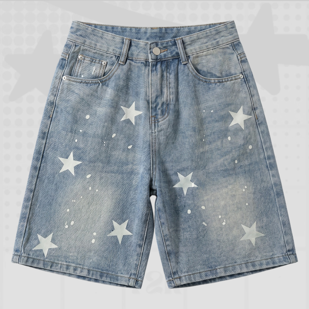 Y2K Star Print Denim Shorts