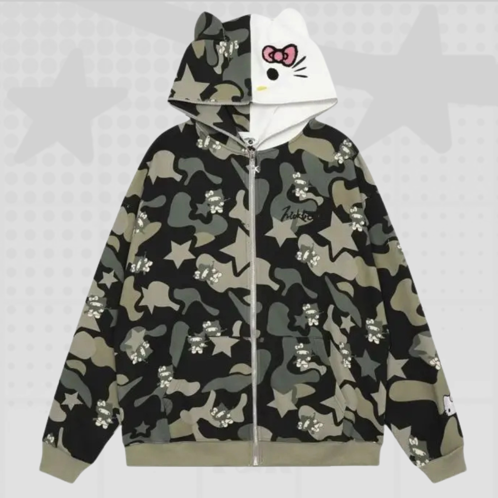 Y2K Full Zip Hello Kitty Hoodie