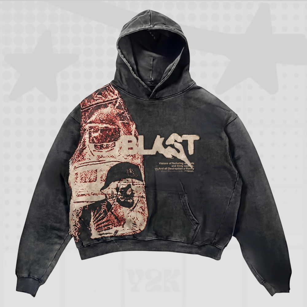 Y2K Patchwork Graphic Hoodie