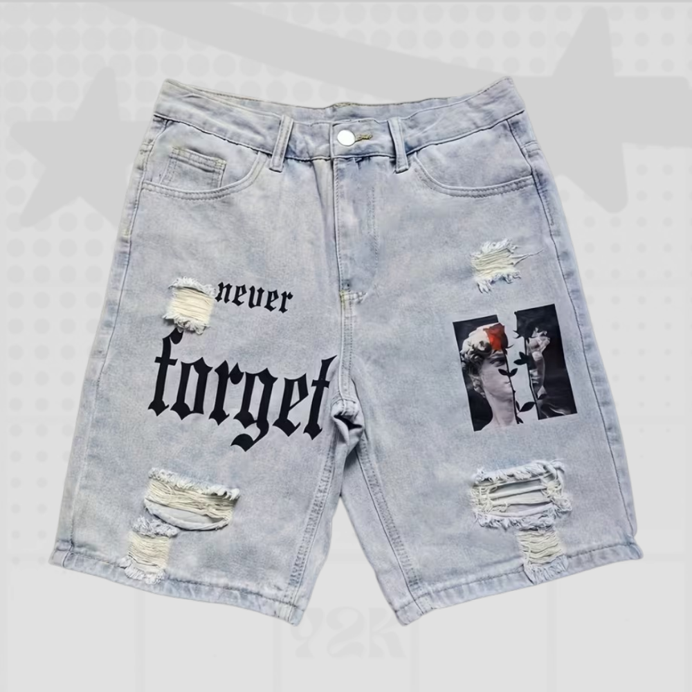 Ripped Graphic Jorts
