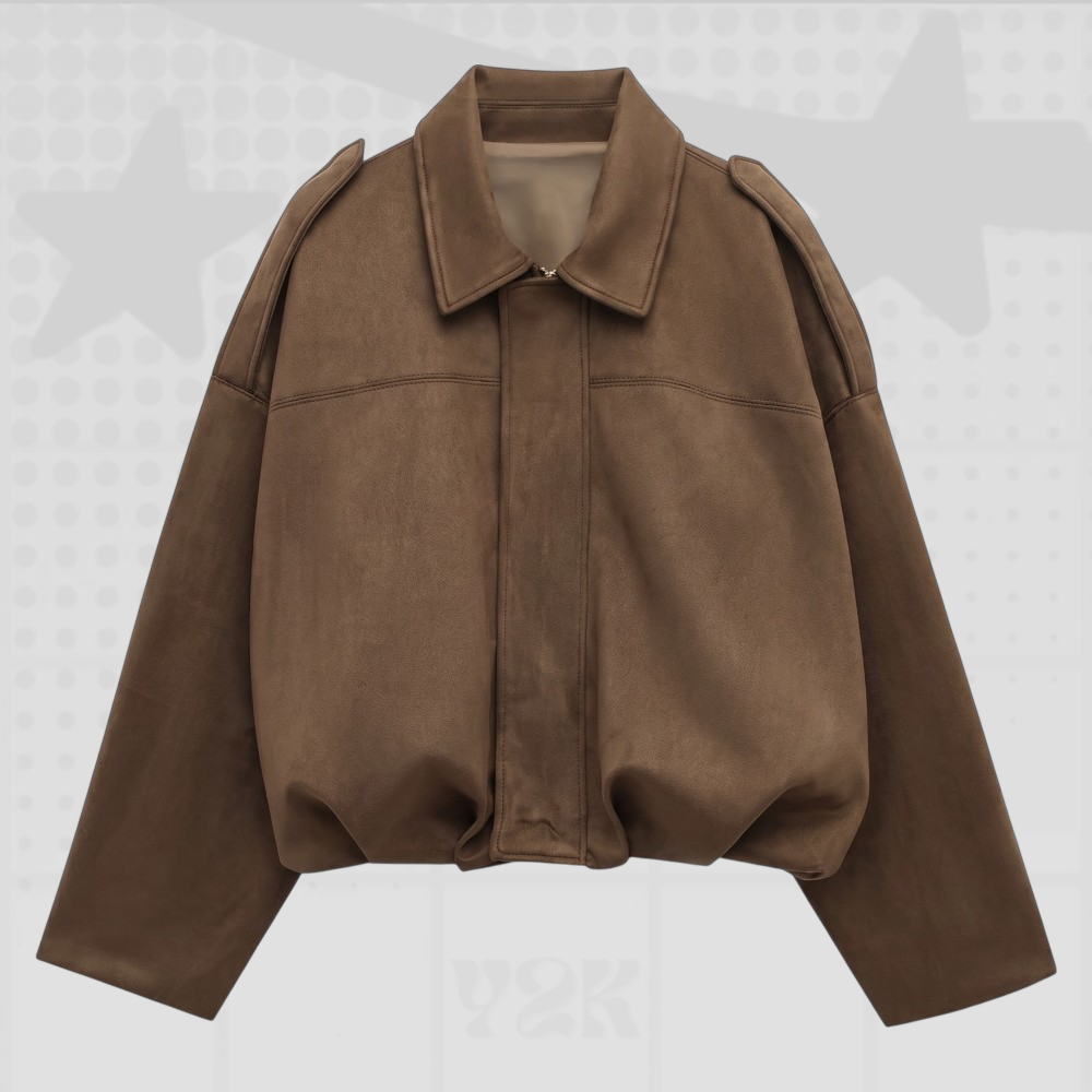 Faux Suede Bomber Jacket