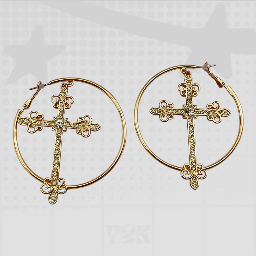 Cross Hoop Earrings