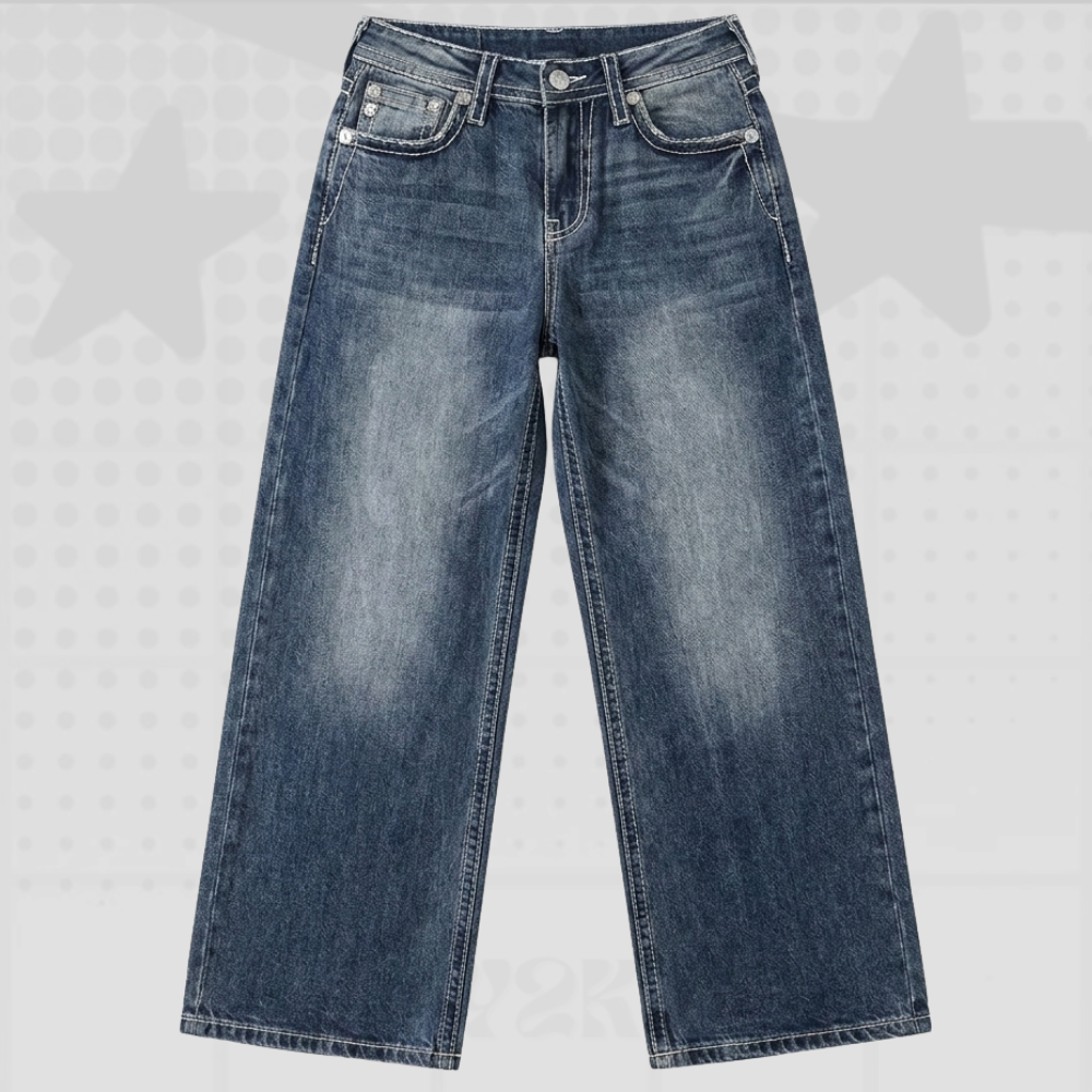 Blue Y2k Wash Baggy Jeans