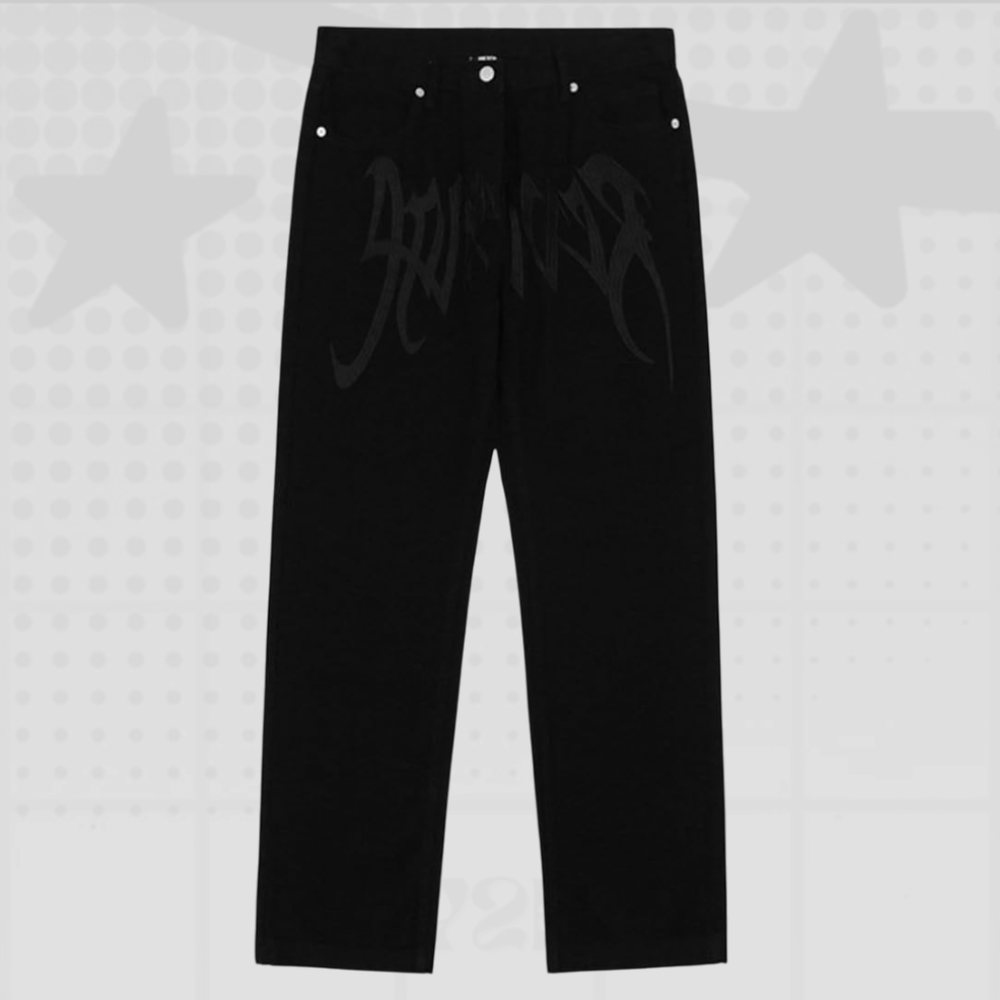 Black Baggy Graffiti Jeans