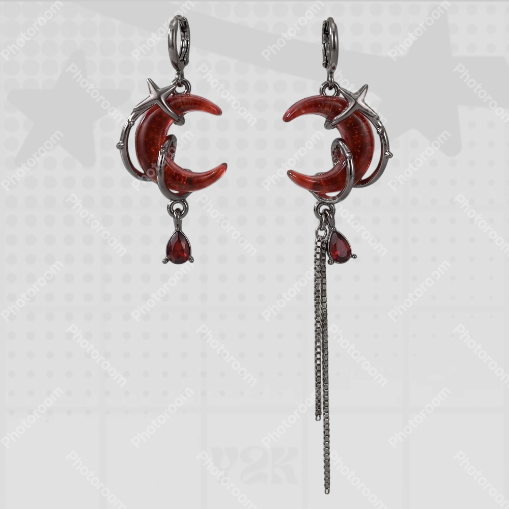 Red Moon Dangle Earrings
