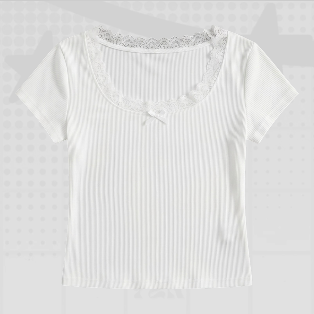 Y2K Lace Trim Baby Tee