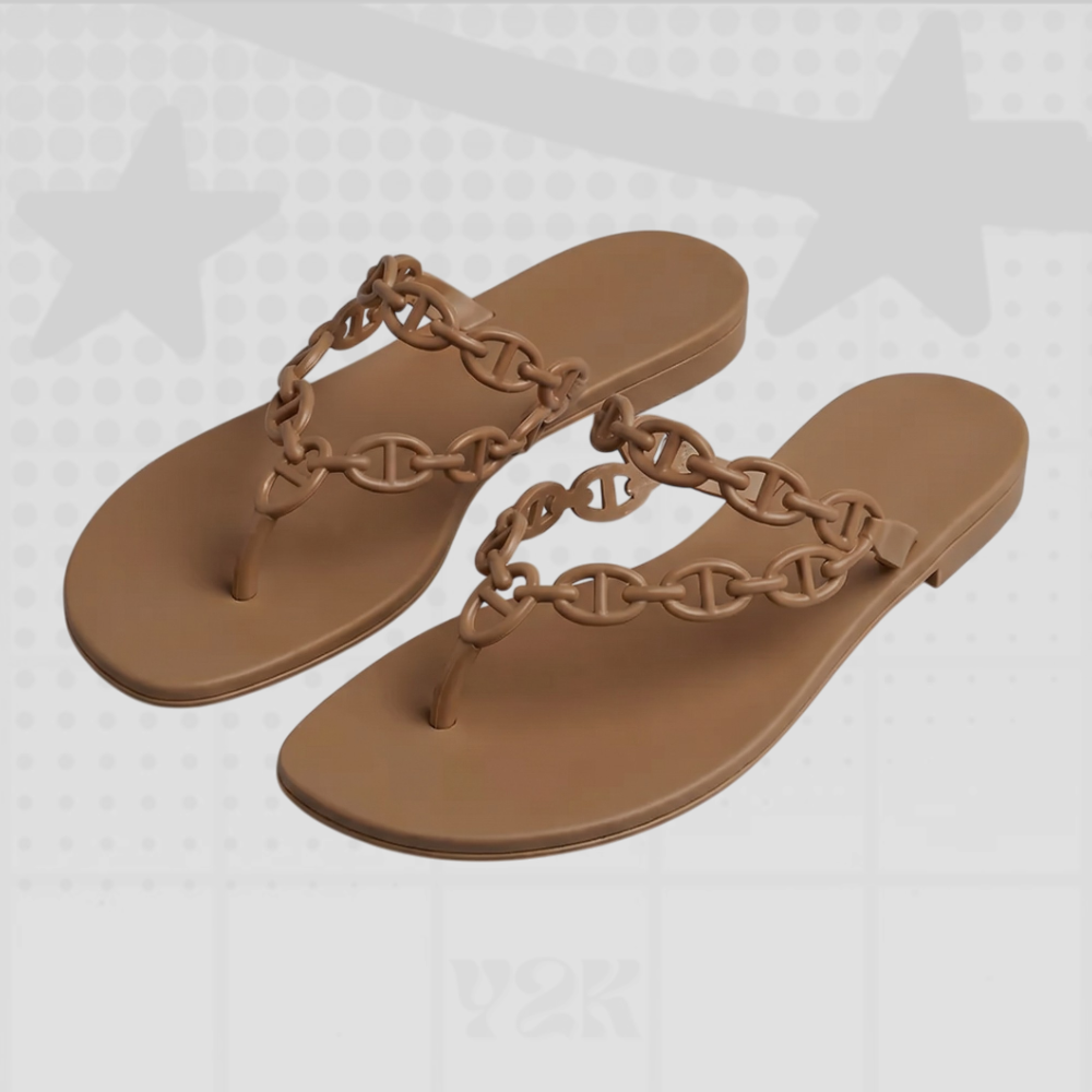 Chain Strap Flip Flop Sandals
