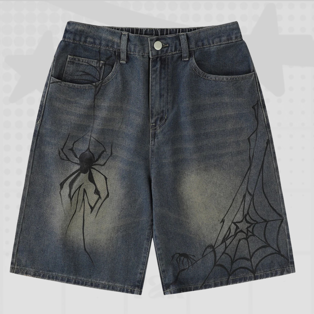 Y2K Spider Web Denim Jorts