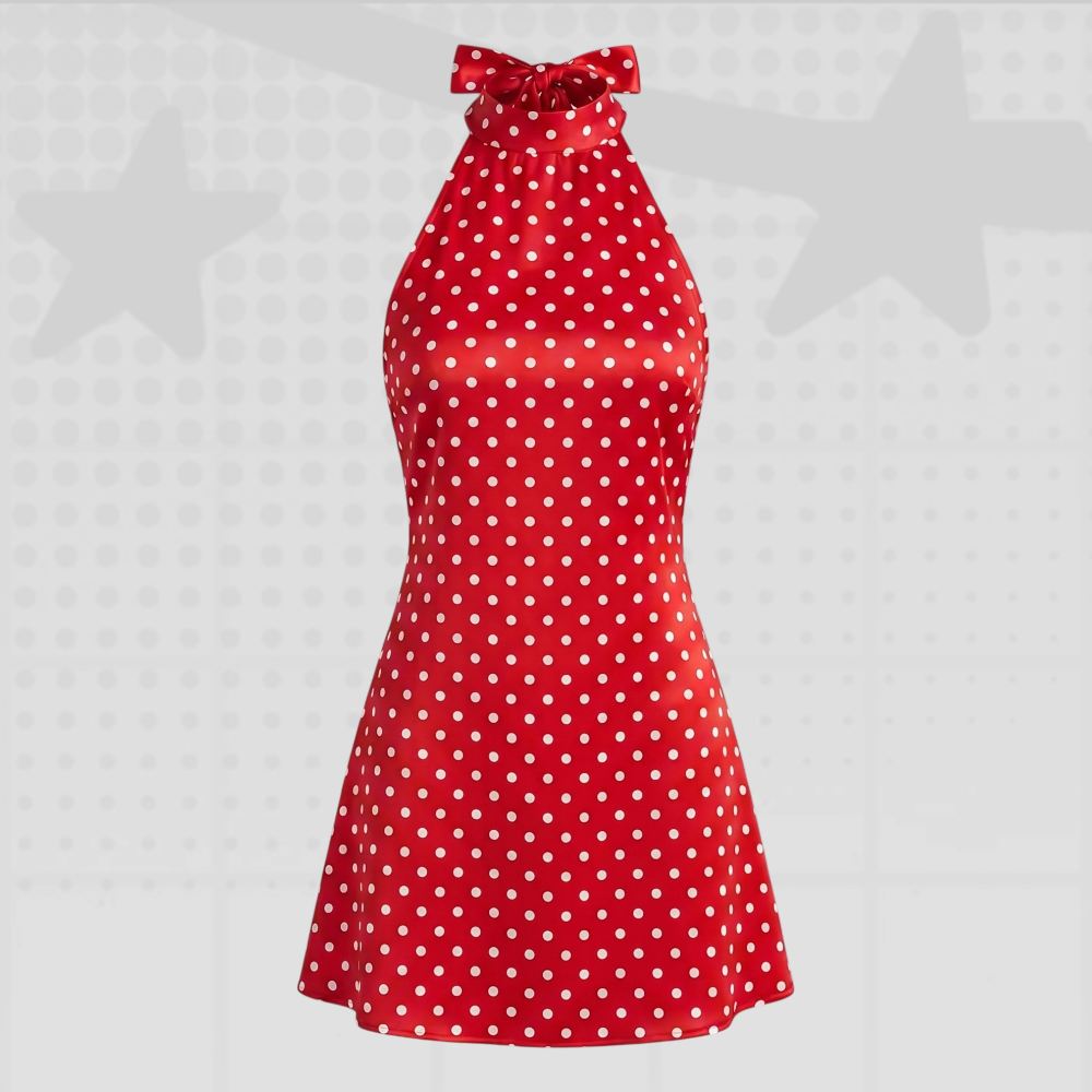 Polka Dot Halter Mini Dress