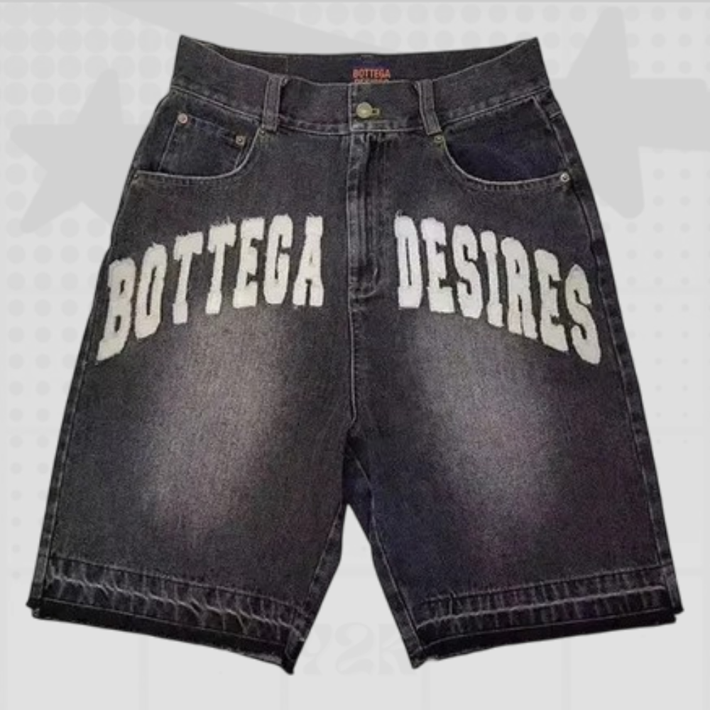 Y2K Letter Print Denim Shorts