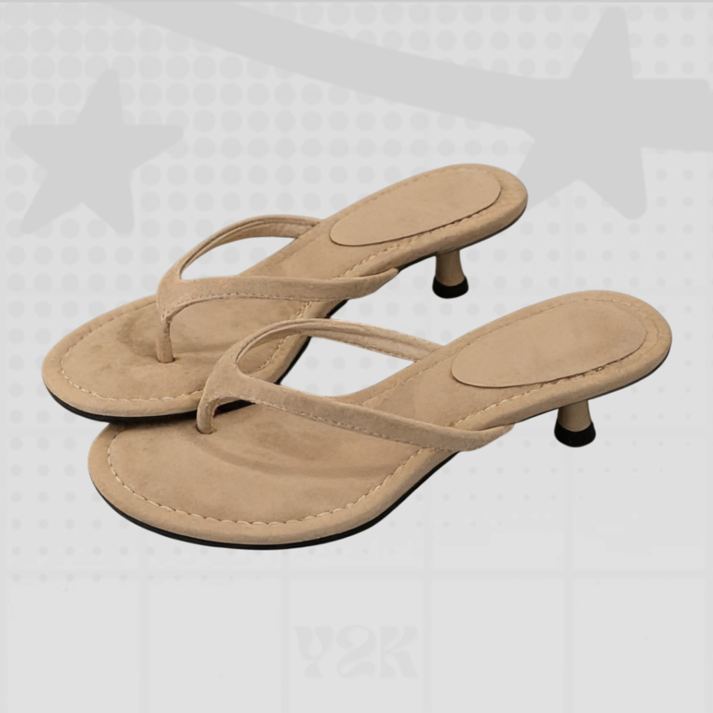 Kitten Heel Thong Sandals