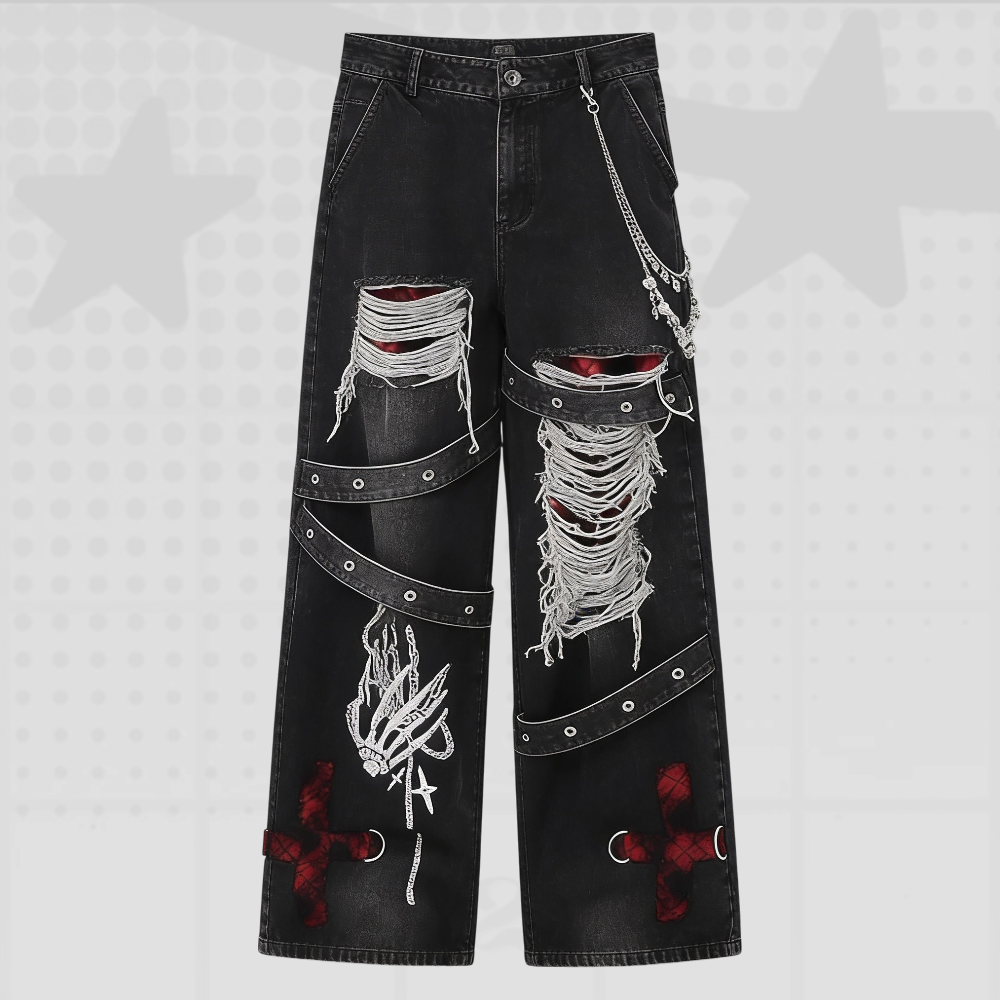 Punk Ripped Baggy Jeans