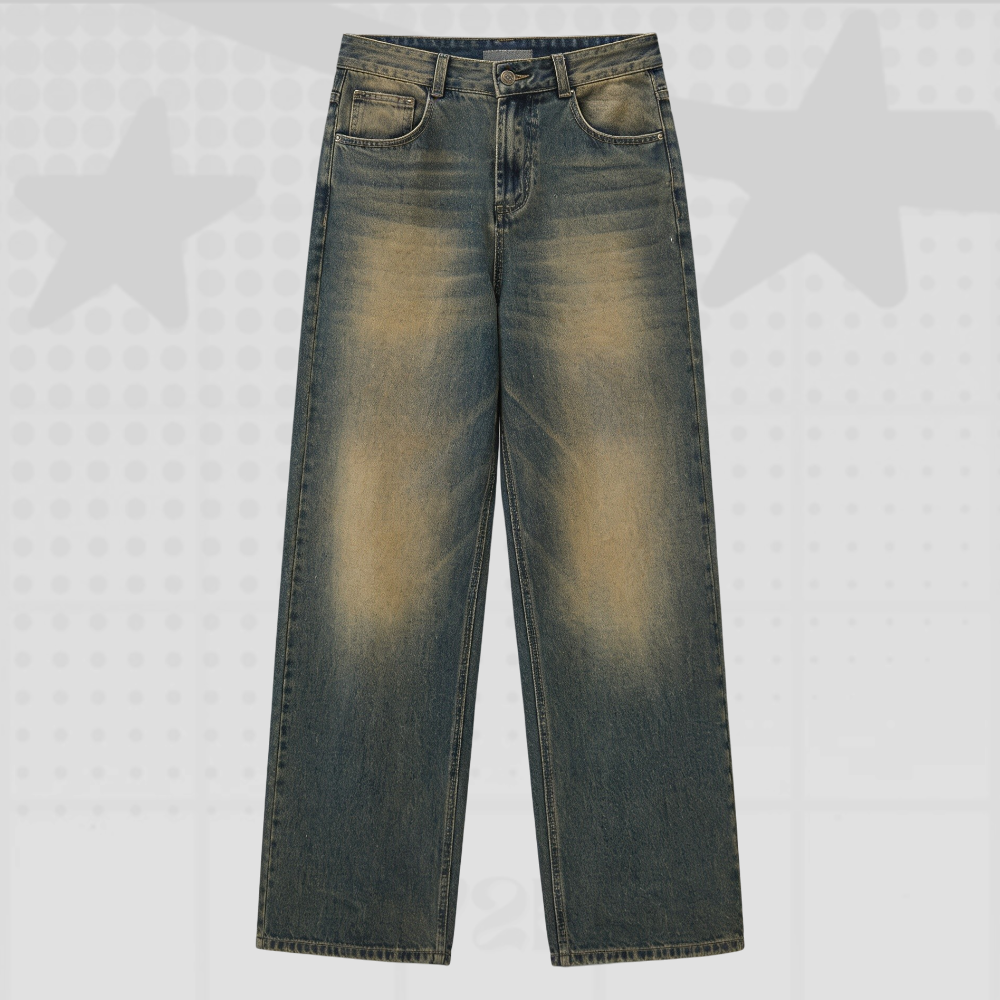 Vintage Wash Wide Leg Jeans