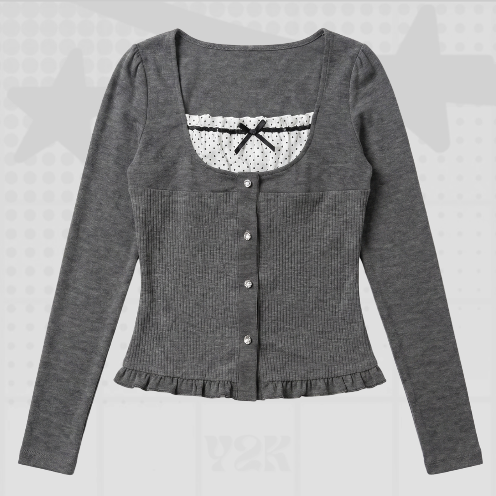 Grey Y2K Top