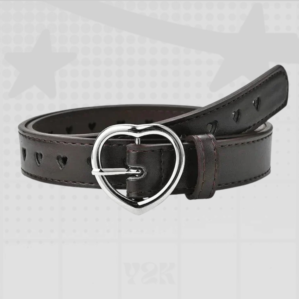 Heart Buckle Leather Y2K Belt