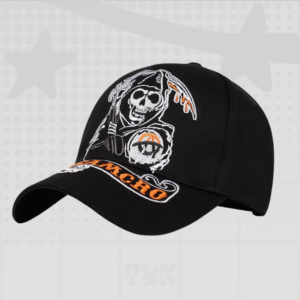Skull Embroidery Y2K Hats