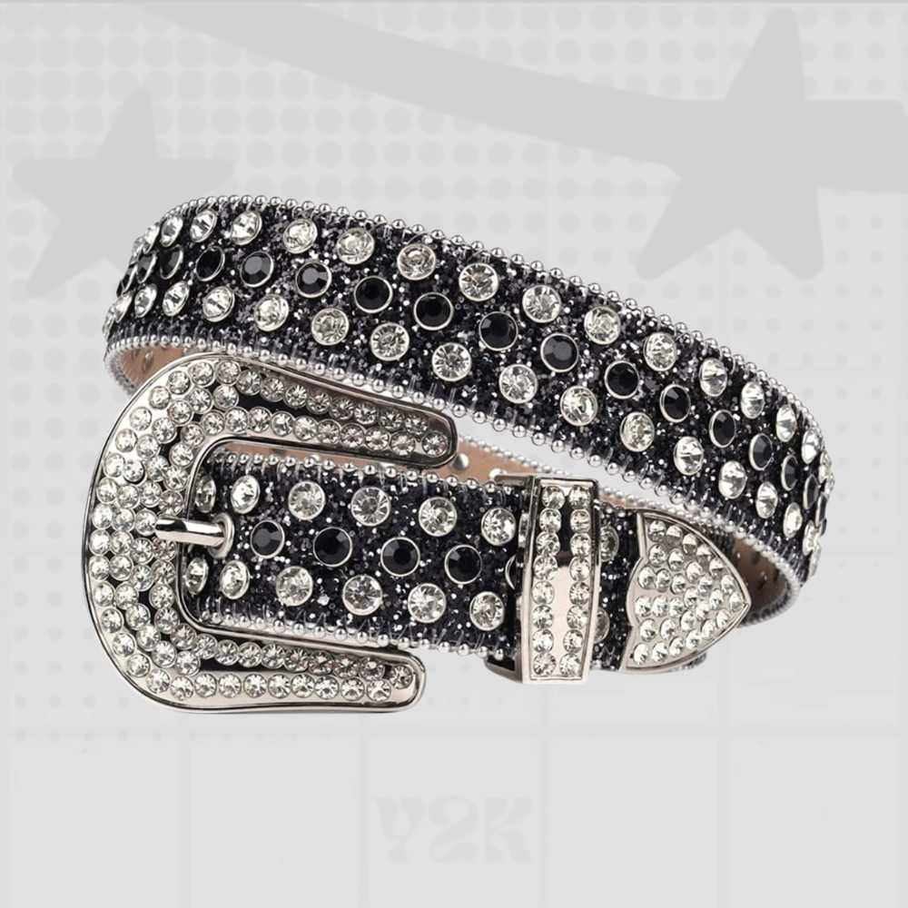 Rhinestone Y2K Black Belt
