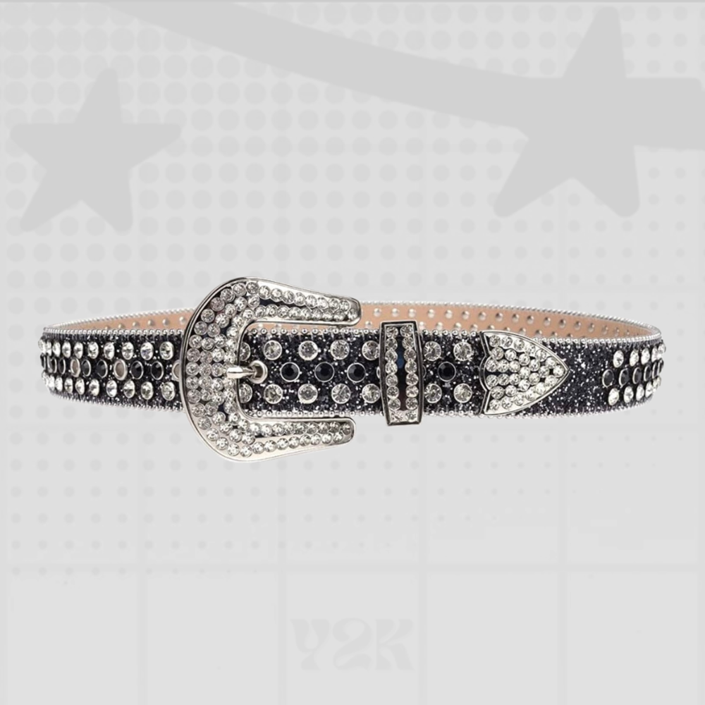 Rhinestone Y2K Black Belt