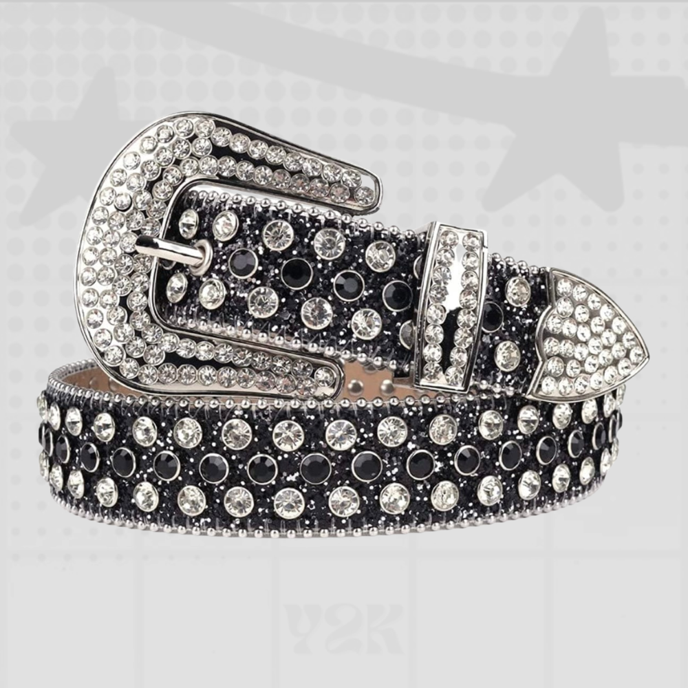 Rhinestone Y2K Black Belt