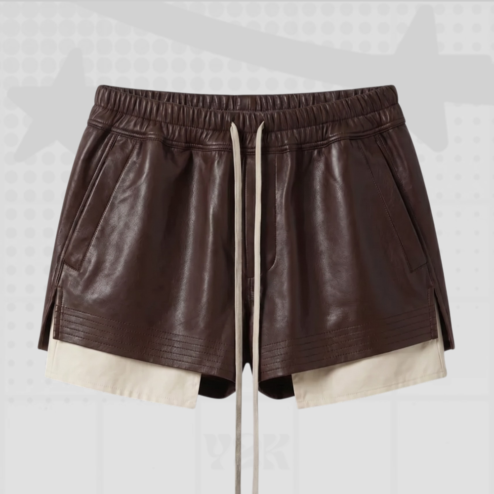 Drawstring Faux Leather Shorts