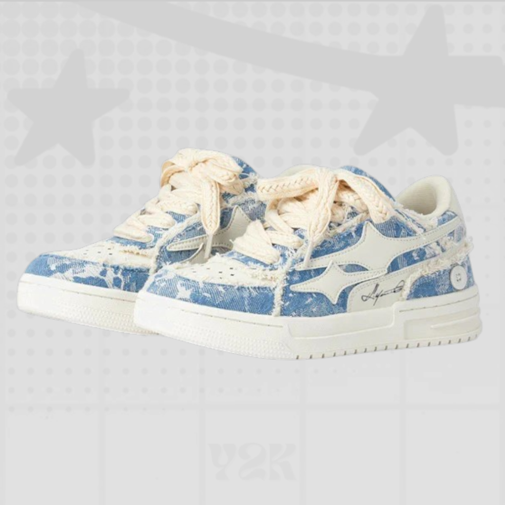 Y2K Denim Star Sneakers