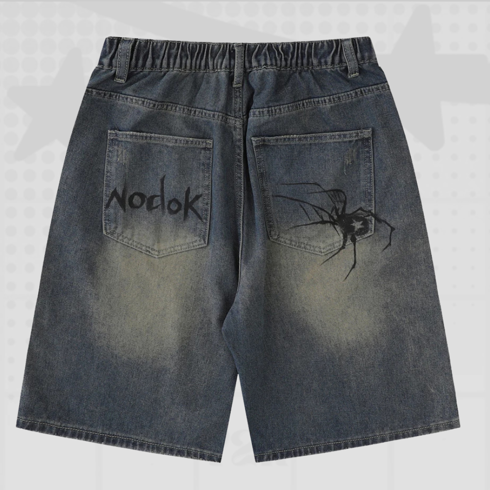 Y2K Spider Web Denim Jorts