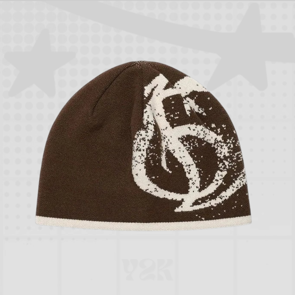 Y2K Distressed Logo Knit Beanie