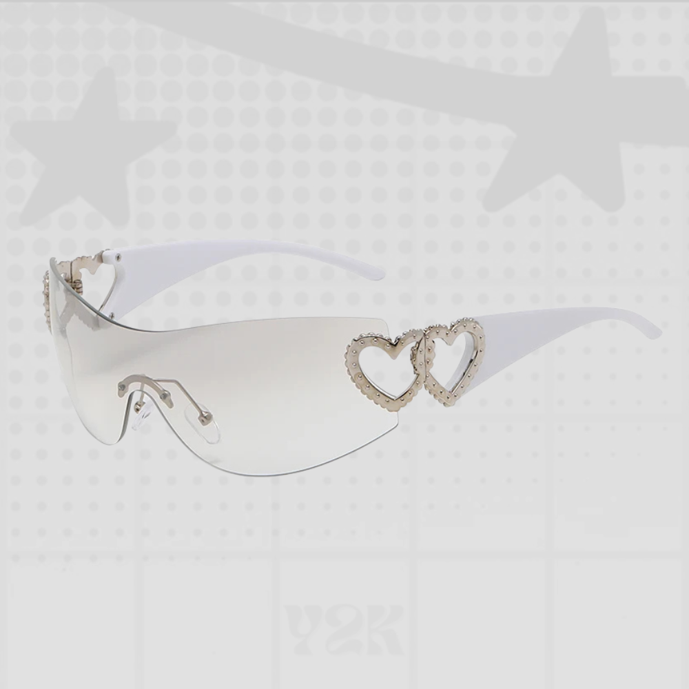 Y2K Heart Shield Sunglasses
