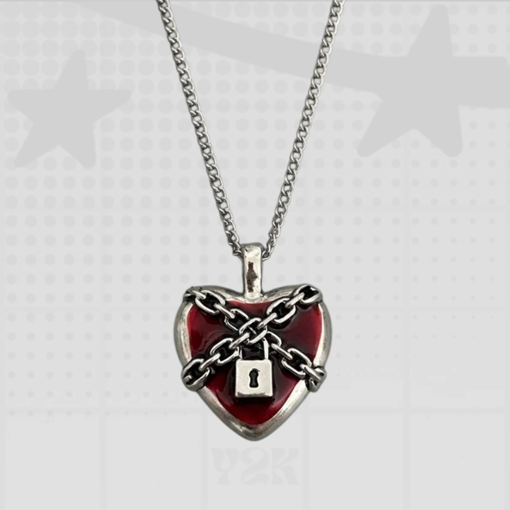 Y2K Gothic Red Heart Necklace