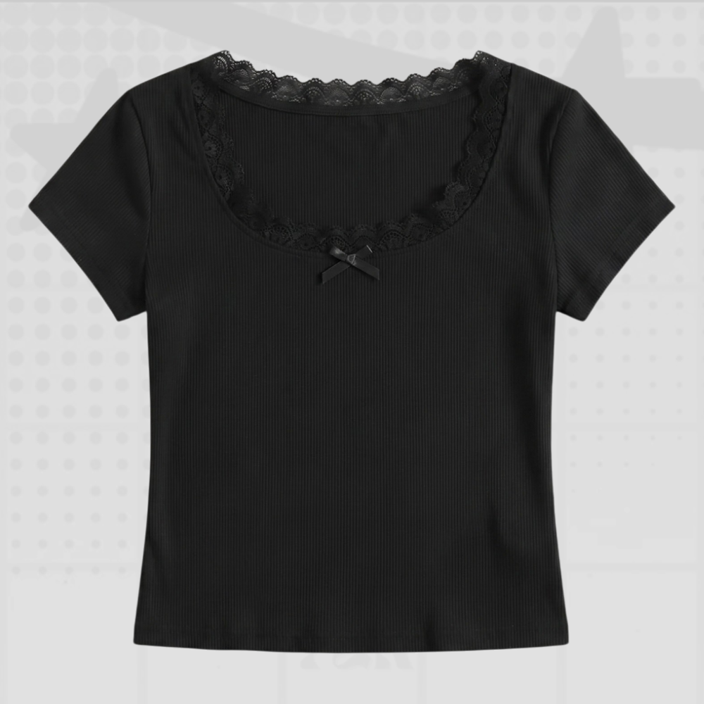 Y2K Lace Trim Baby Tee
