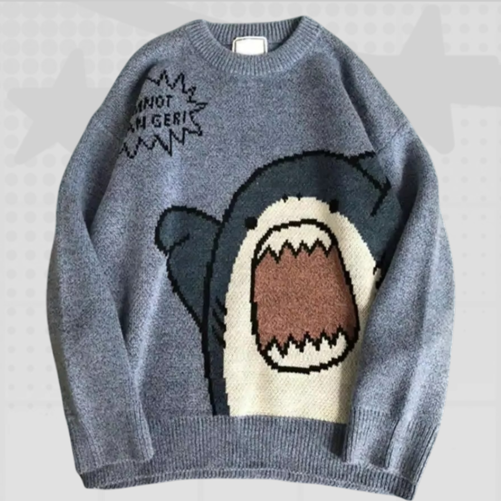 Cartoon Shark Y2K Sweater