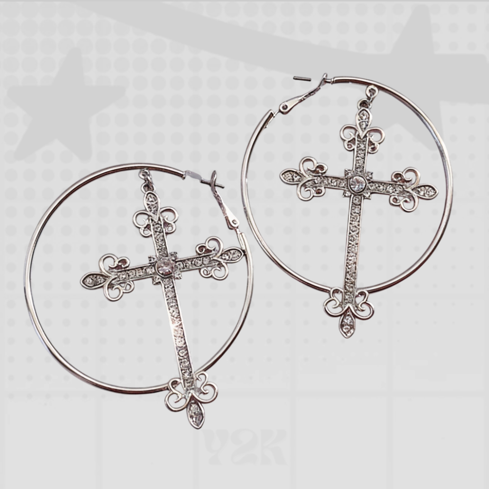 Cross Hoop Earrings