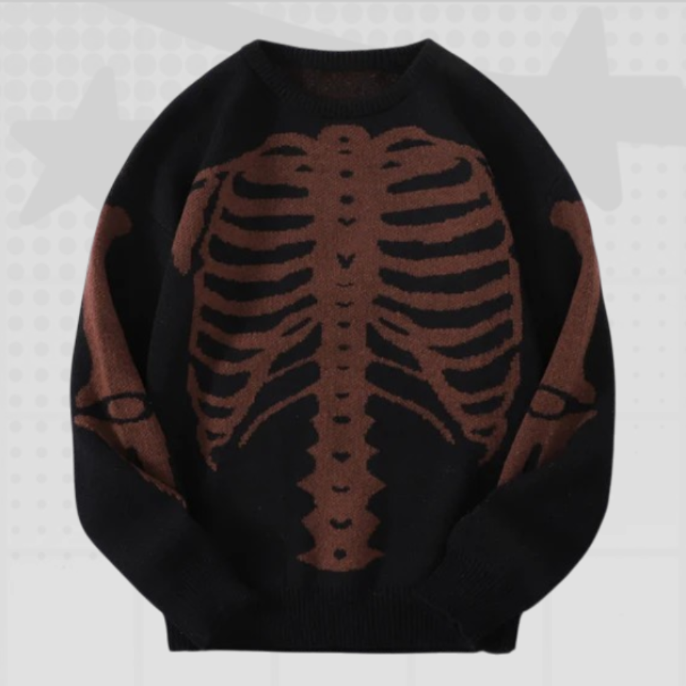 Oversized Y2K Skeleton Sweater