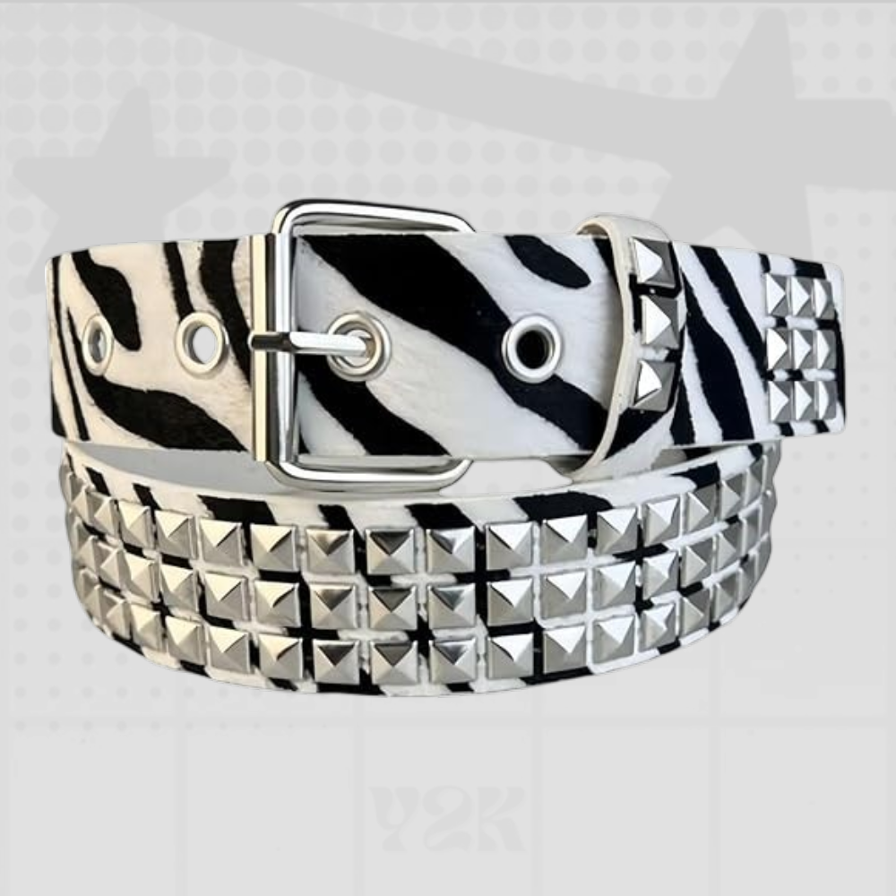 Y2K Leopard Studded Belt