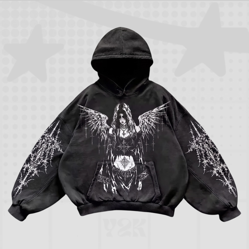 Y2K Gothic Angel Hoodie