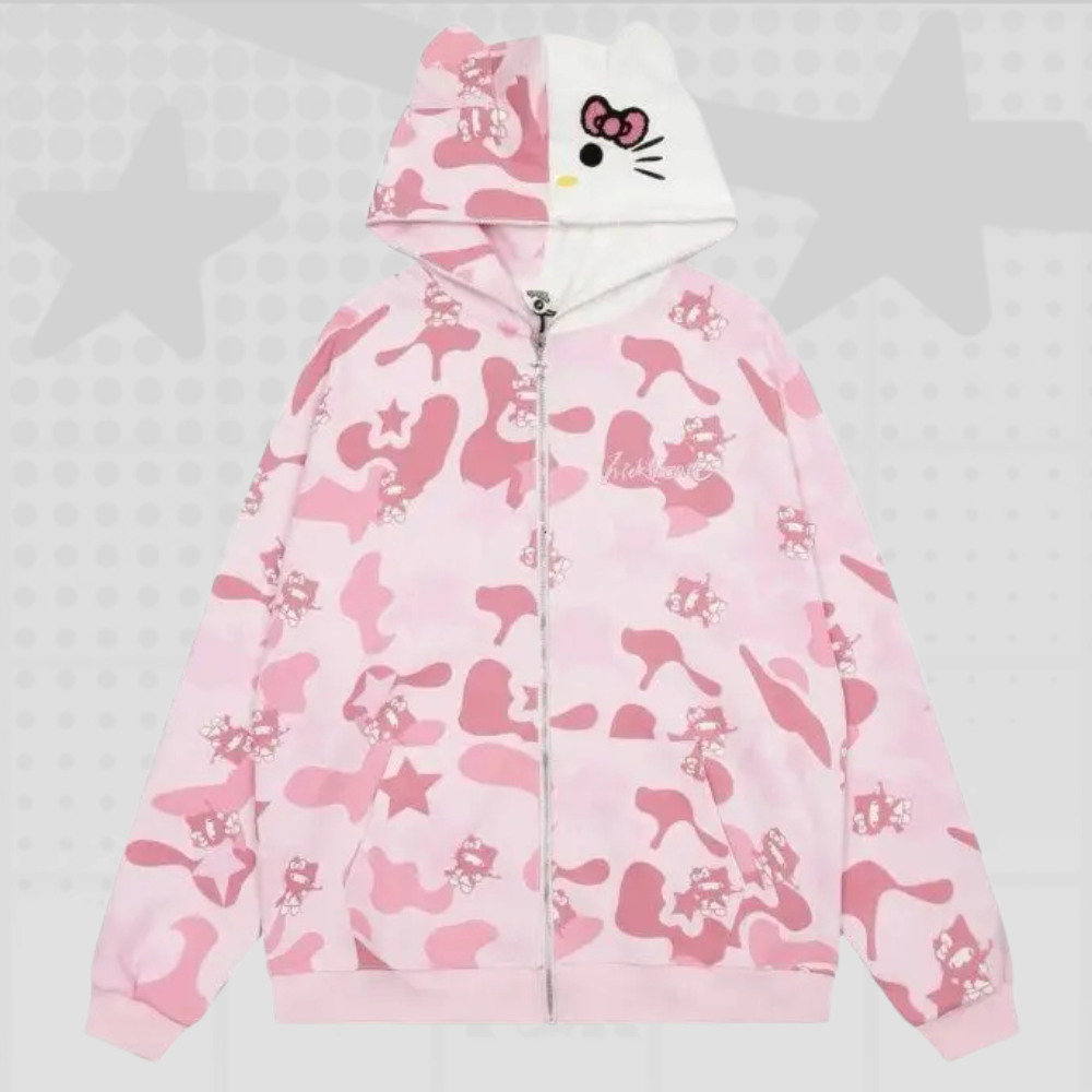 Y2K Full Zip Hello Kitty Hoodie