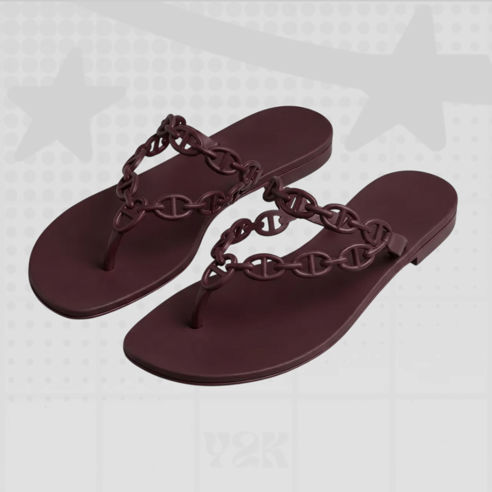 Chain Strap Flip Flop Sandals