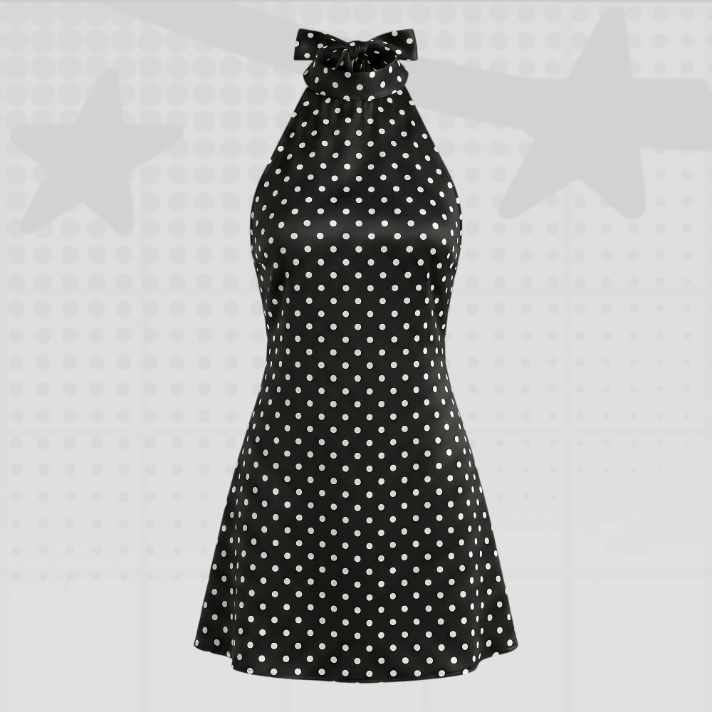 Polka Dot Halter Mini Dress