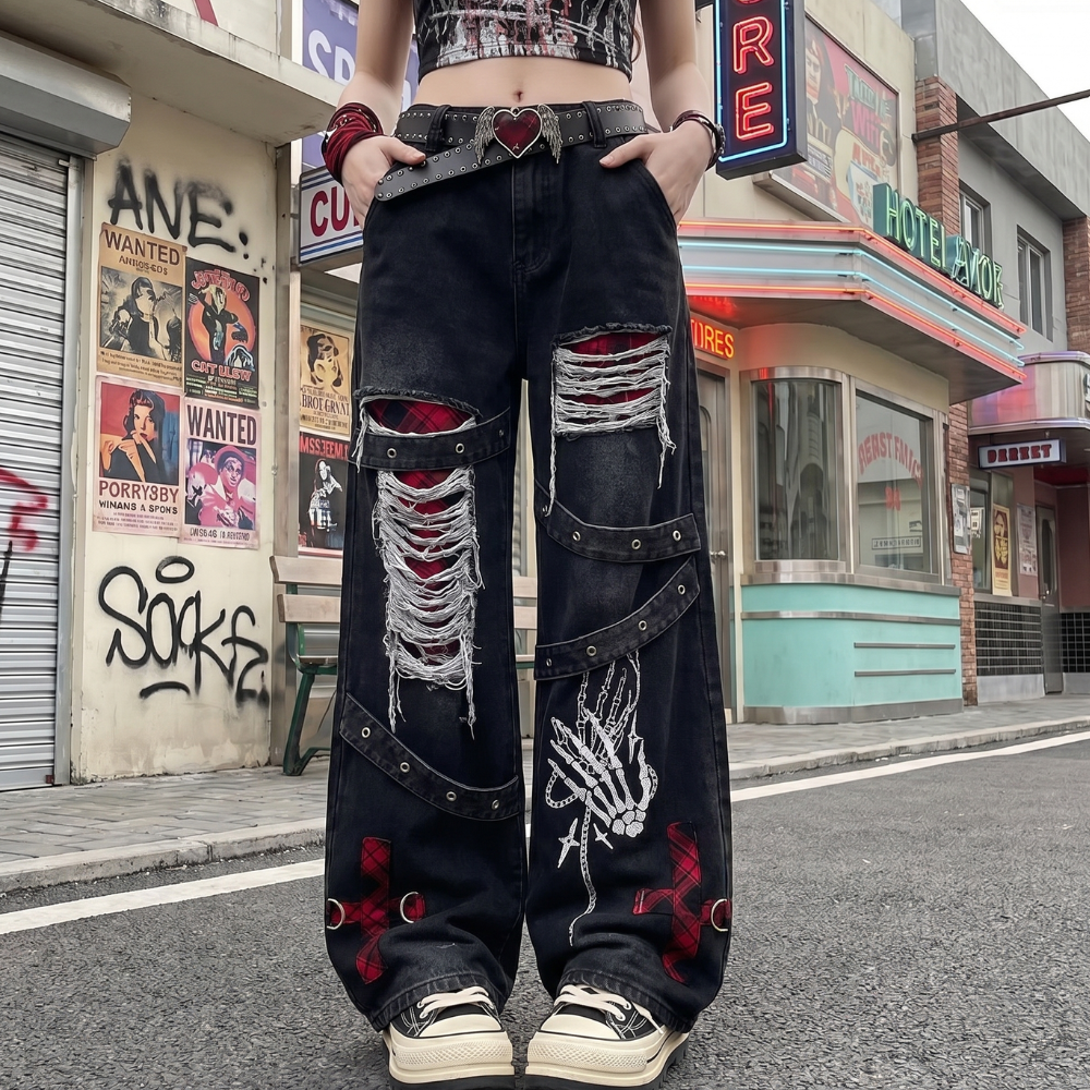 Punk Ripped Baggy Jeans