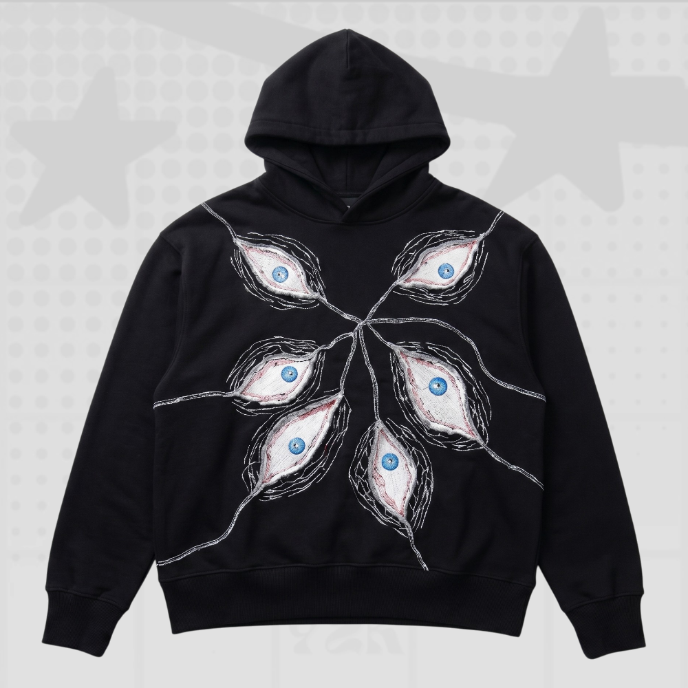 Gothic Eye Patchwork Hoodie