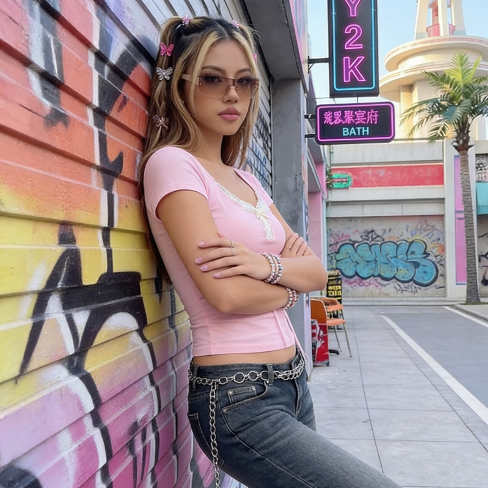 Pink Y2K Tops