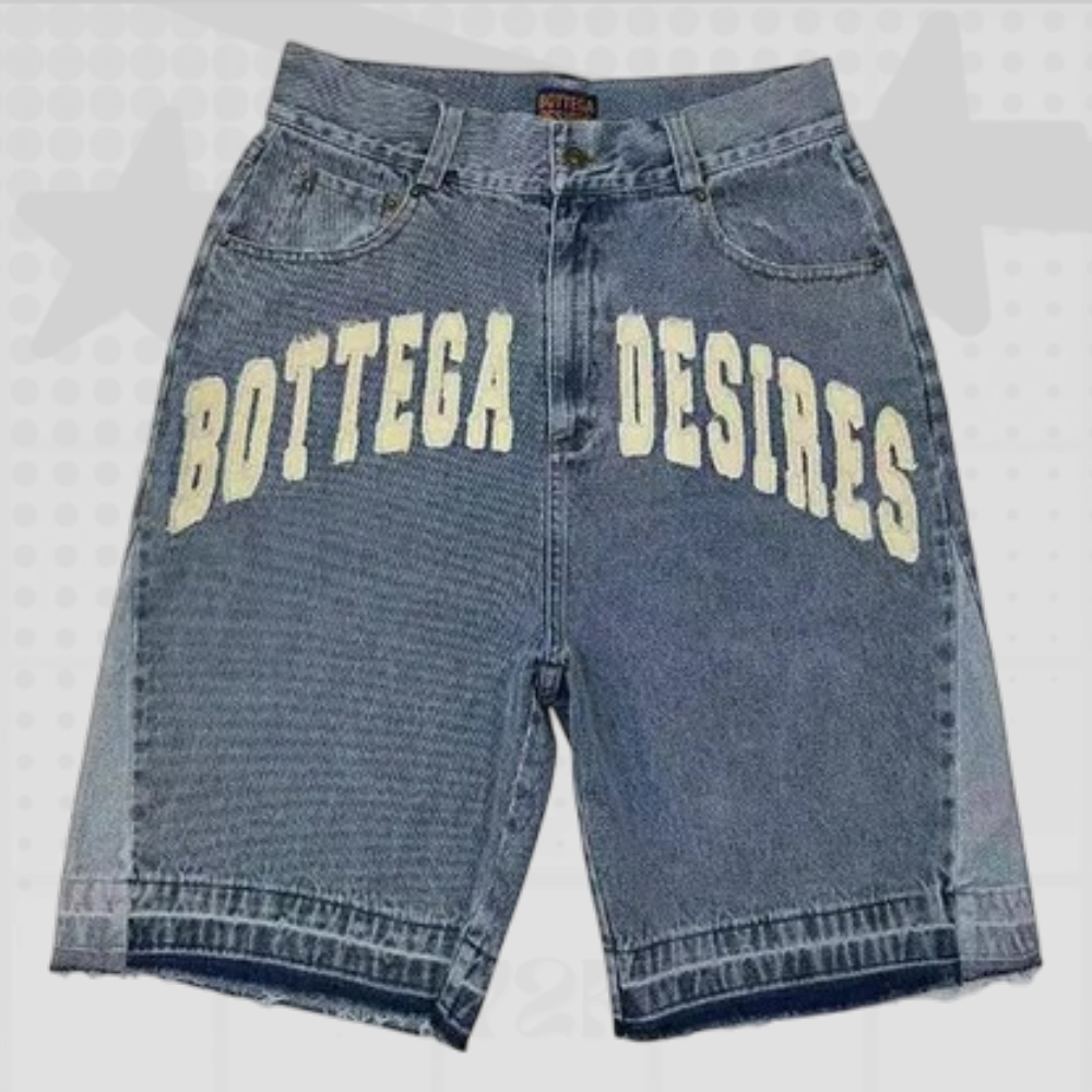 Y2K Letter Print Denim Shorts