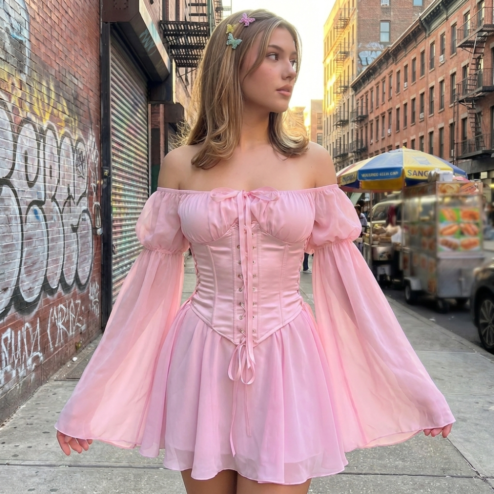 Y2K Off Shoulder Mini Dress