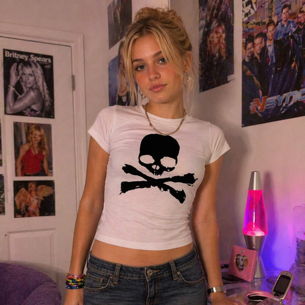 Skull Baby Tee Y2K