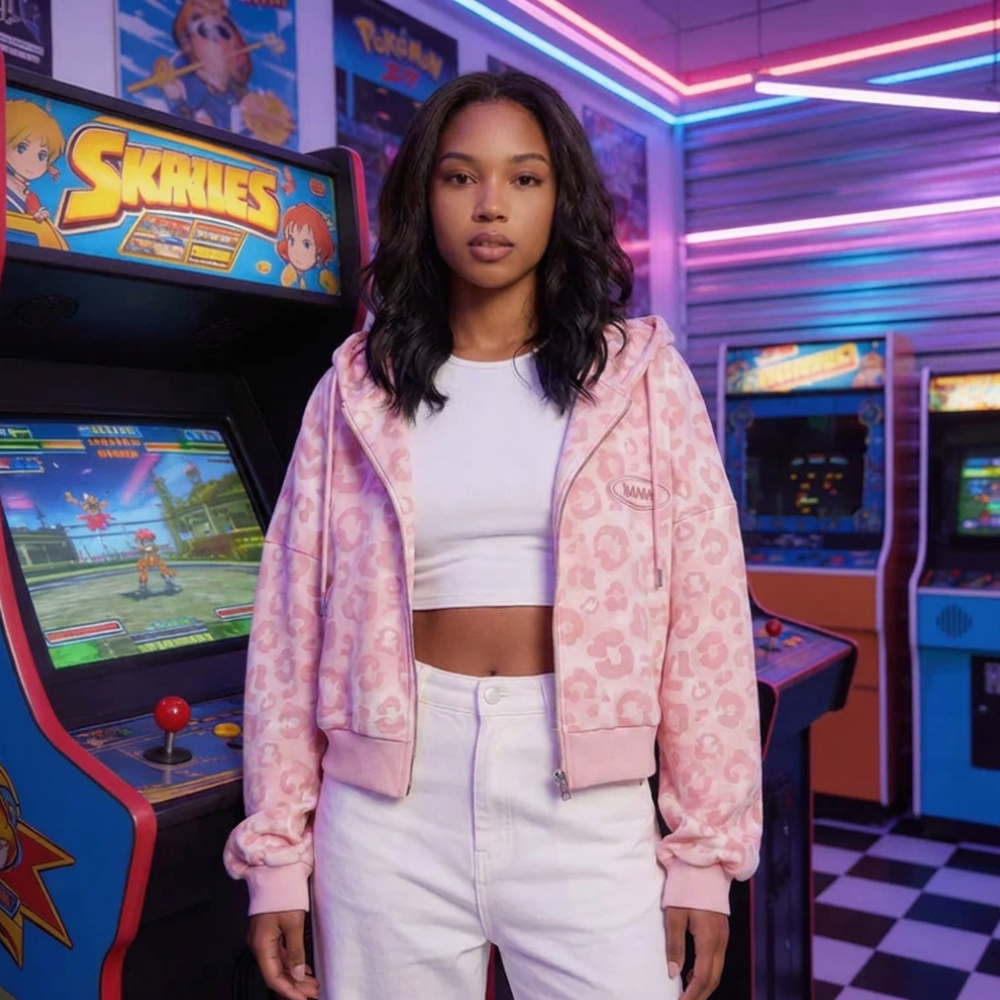 Pink Full Zip Hoodie Y2K