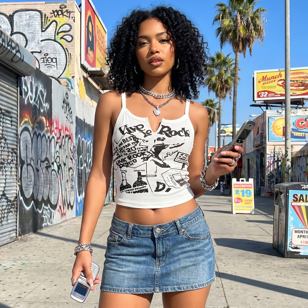 Y2K Grunge Ribbed Tank Top