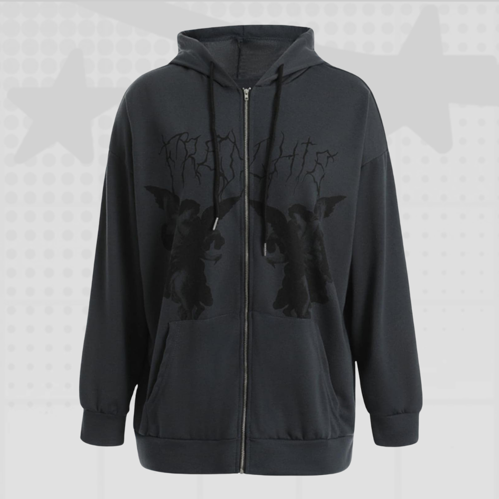 Y2K Punk Graphic Zip Up Hoodie