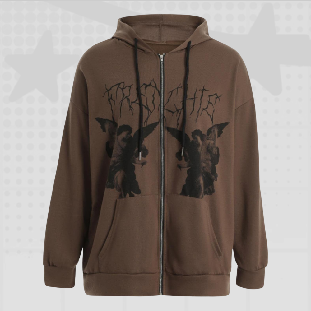 Y2K Punk Graphic Zip Up Hoodie